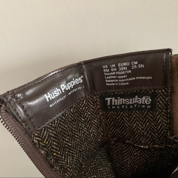 Hush Puppies Rustique - Brown Leather Mid Calf Boots with Heel - Size 8M - Picture 12 of 16